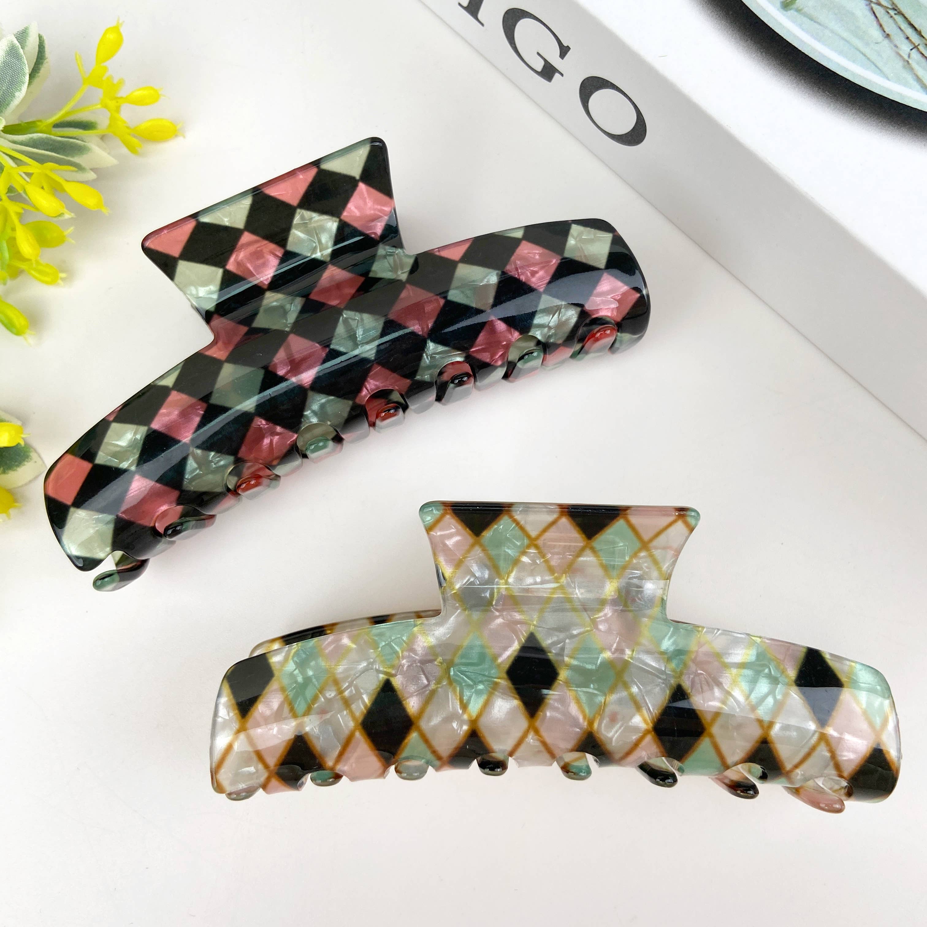 mildstyles – Engroshandel Hårspænde - Dame – Skakternet Hår Claw Clip6