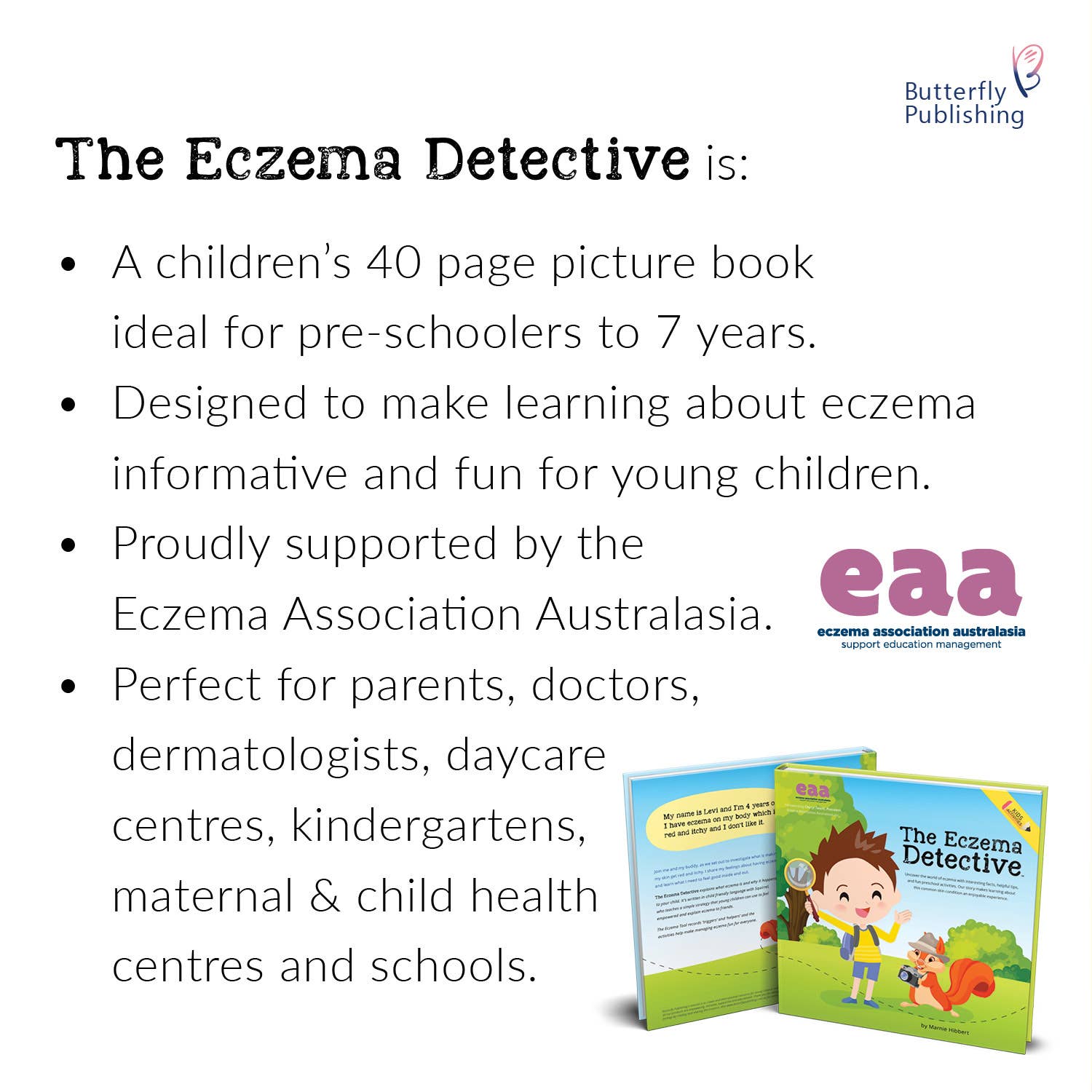 Butterfly Publishing - Wholesale Preschool Book (3-5) - The Eczema Detective (Softcover)1