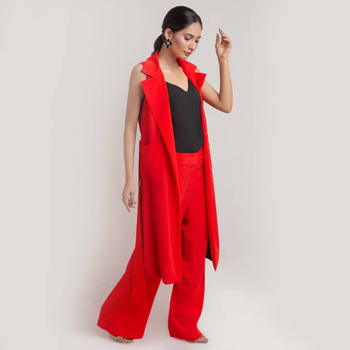 Tie Long Vest-Red for wholesale by Longwayz