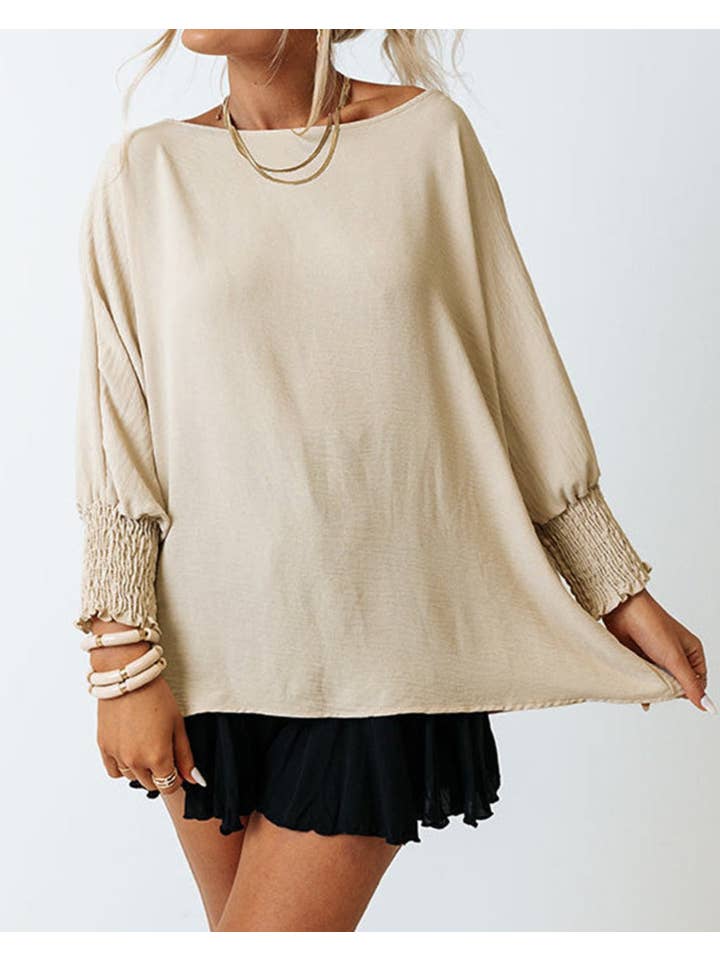 PRETTY BASH - Wholesale Blouse - Women's - Smocked Wrist Shift Top