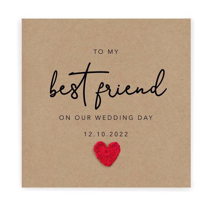 Personalised Best Friend Wedding Day, on your wedding day, t for wholesale by Fifi's Handcrafted