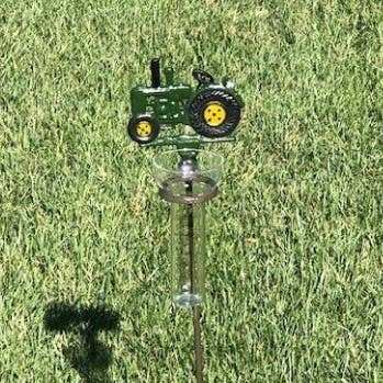 TRACTOR RAIN GAUGE AND STAKE for wholesale by Midwest Craft House