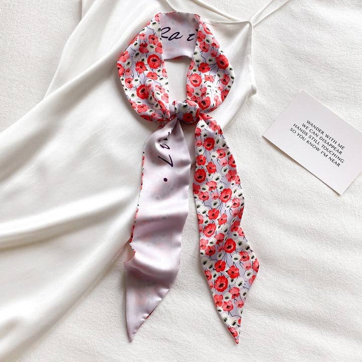 ShieldChic - Wholesale Scarf - Women's - Elegant Floral Long Silk Hair Scarf