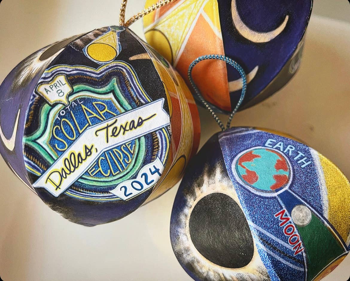 Domesticadence - Wholesale Ornament - HandDrawn 2024 Total Solar Eclipse Custom Locations Ornament0