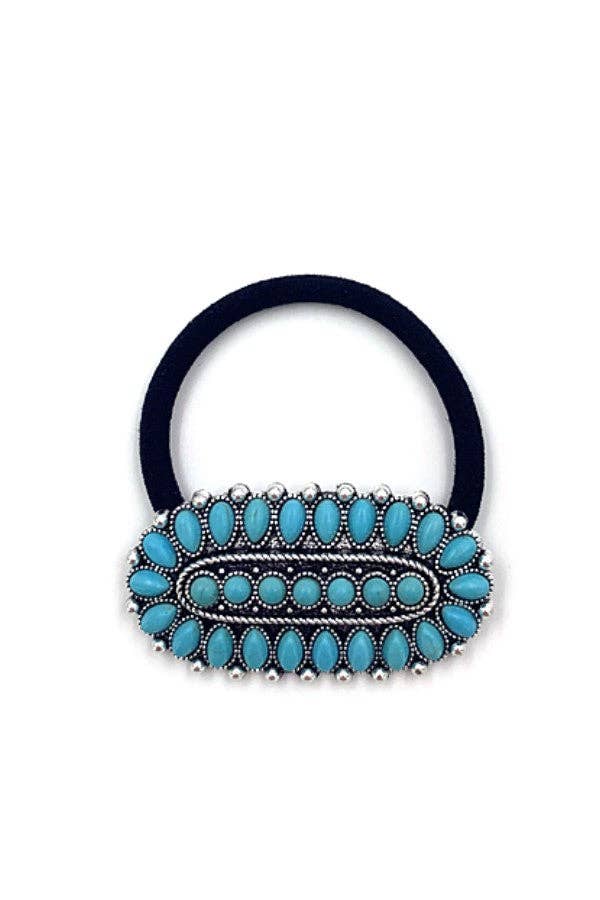 Snowing West - Wholesale Hair Tie - WESTERN STYLE TURQUOISE HAIR TIE