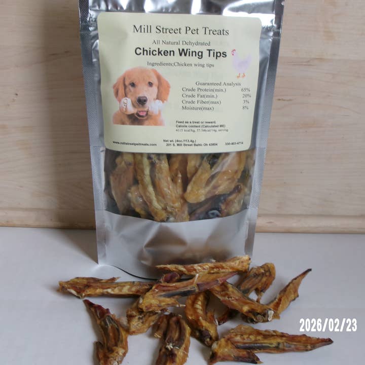 Chicken Wing Tips/4oz. for wholesale by Mill Street Pet Treats