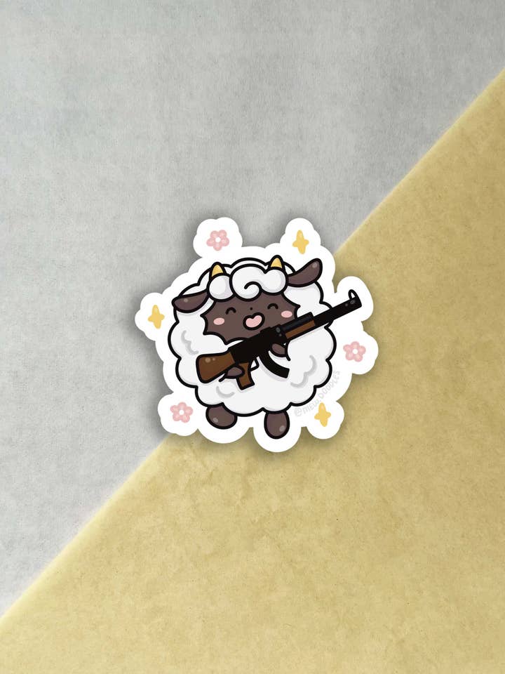 Adesivo in vinile Happy Lamball Armed & Ready per la vendita all'ingrosso da parte di Mew Doodles