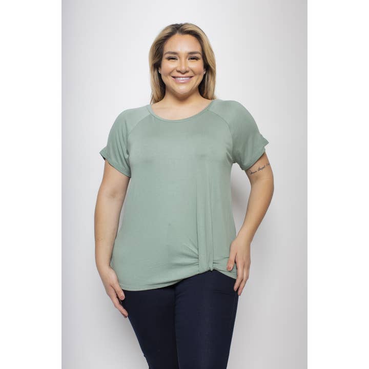 PLUS SIZE SIDE KNOT SLIT SLEEVE KNIT TOP for wholesale by Curve Market