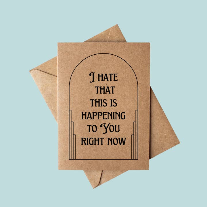 Sarcastic Art Deco Black & White Bookstore Sympathy Card for wholesale by Cryptic Paper Co.