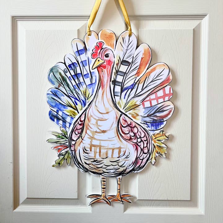Home Malone - Wholesale Door Hanger - Patchwork Turkey Door Hanger-Thanksgiving Friendly Fun Decor1
