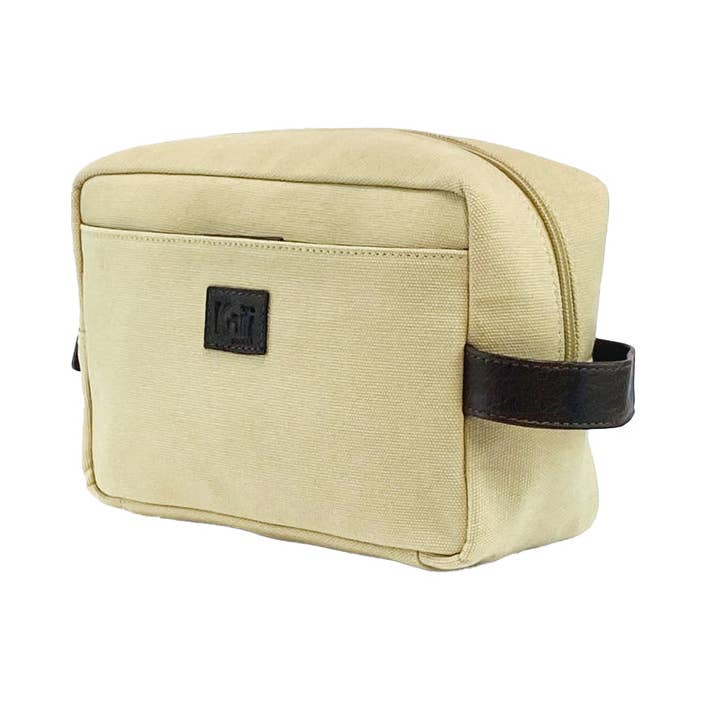 K0014GB | Beauty Case in Canvas/Genuine Full Grain Leather, fly for wholesale by Kaili mood / RENATO BORZATTA - Italy since 1978 -