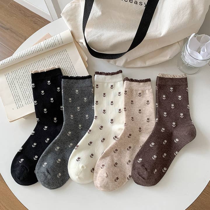 Funkyrel® Atzbranding Limited - Wholesale Socks - Women's - Rufia - Floral Lace Trim Socks