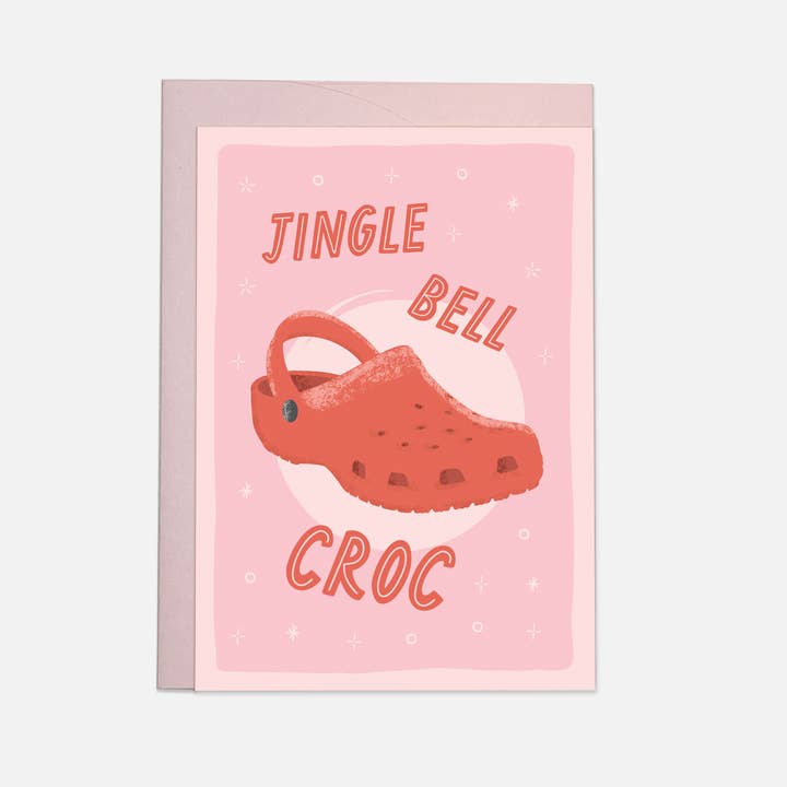 Jingle bell croc greeting card for wholesale by Kaart Blanche