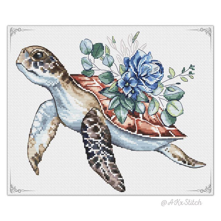 Sea Turtle Cross Stitch Kit for wholesale by AKxStitch