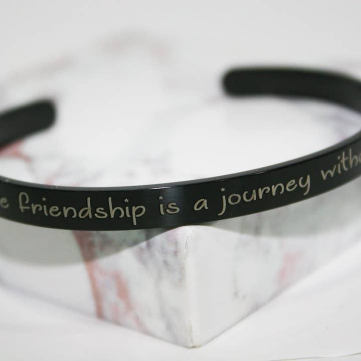 A True Friendship is a Journey Inspirational Cuff Bracelet for wholesale by SoulfulMemory