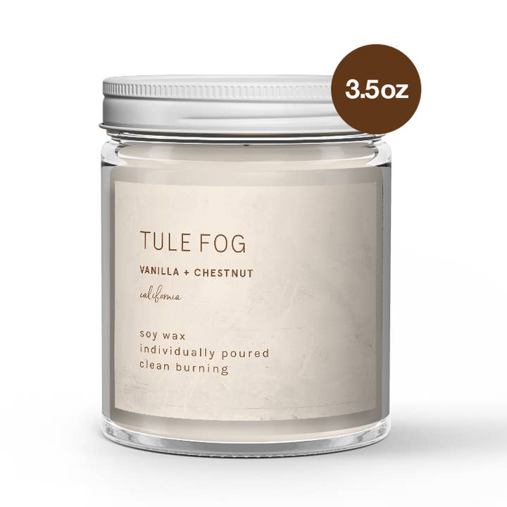 Bougie de soja Vanille+Châtaigne Mini 3,5 oz pour la vente par Tule Fog Candles
