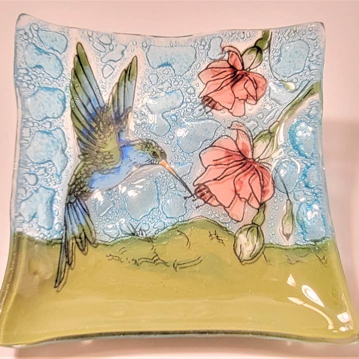 Pampeana - Wholesale Decorative Plate/Dish/Bowl - Hummingbird Square Plate / Dish