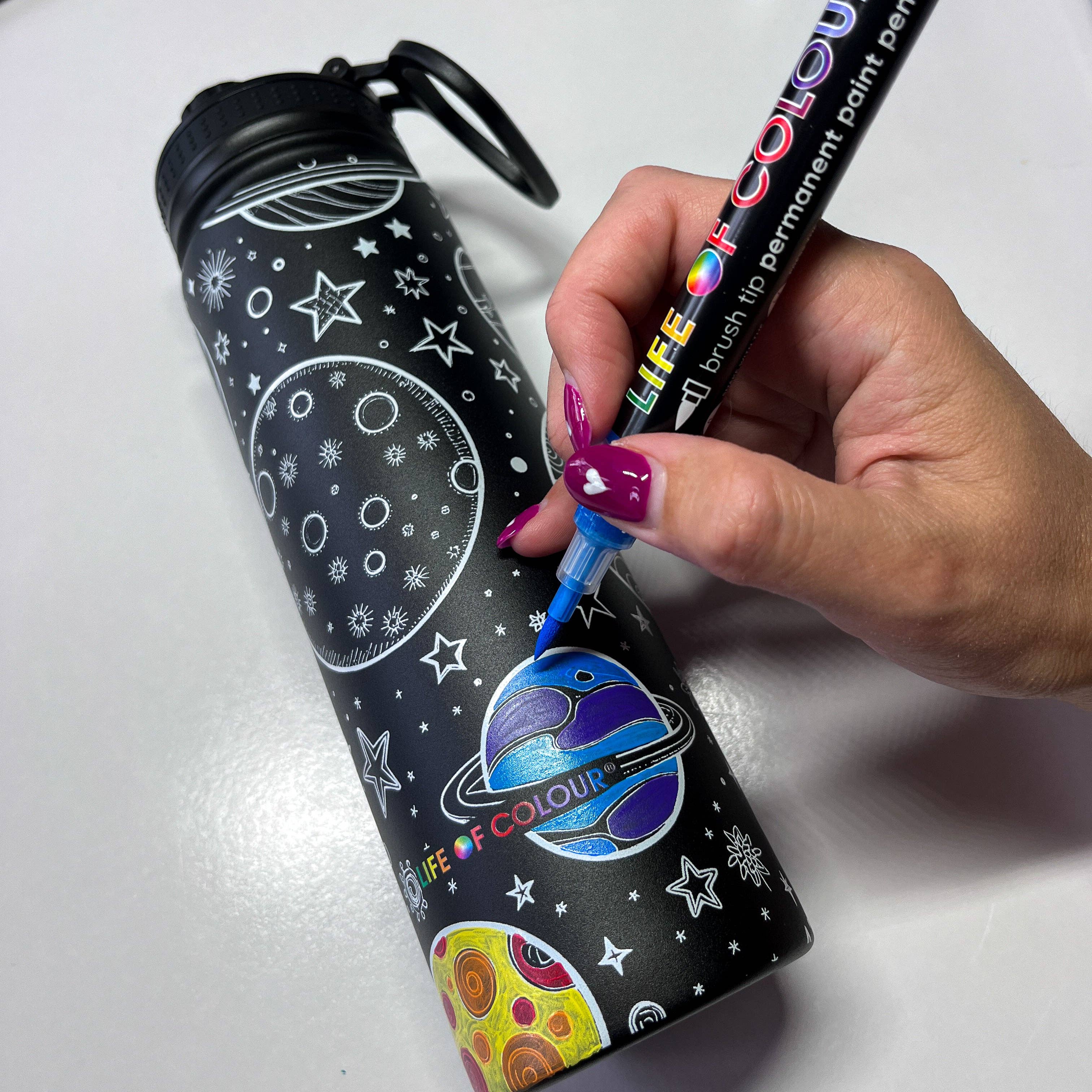 Life of Colour – Engroshandel Marker – Permanenttegnere med penselspids - sæt med 12 klassiske farver4