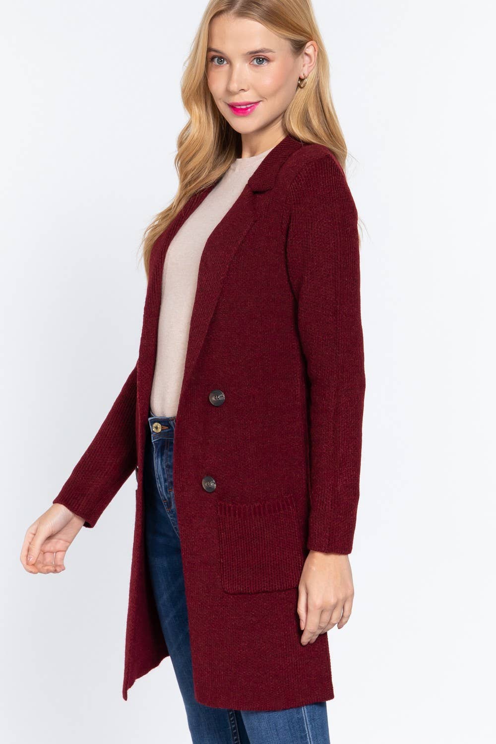 Active Basic | Active USA – wholesale Jacka - Dam – [PLUS SIZE] Långärmad tröjjacka med skårad krage11