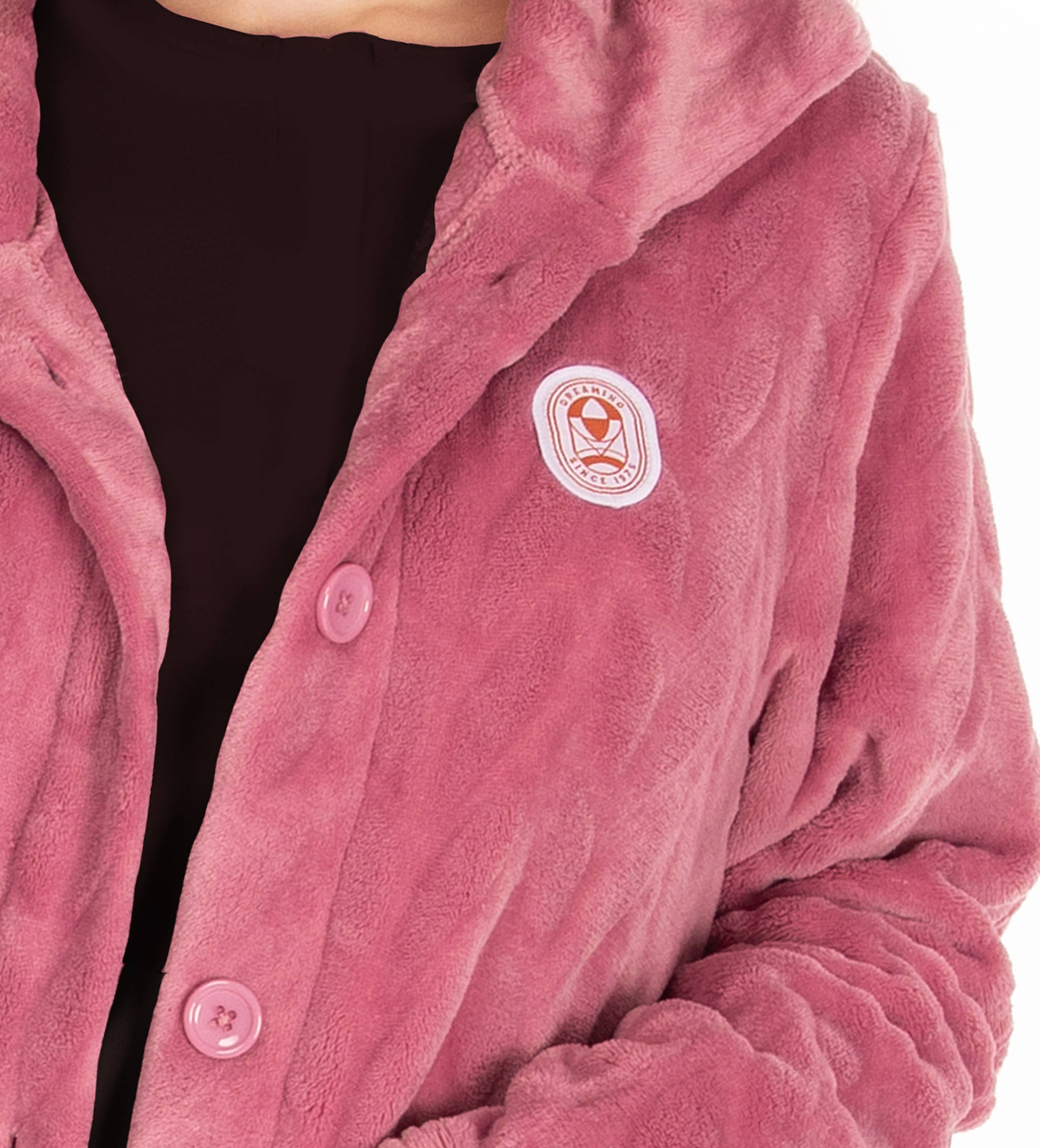 Rachas & Abreu - Wholesale Sleepwear Set - Women's - Pink Buttoned Robe for Women "Dreaming Since 1975" 100% PES2