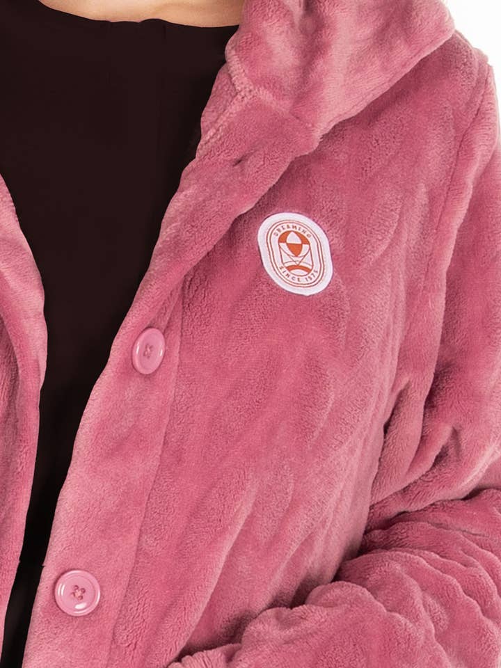 Rachas & Abreu - Wholesale Sleepwear Set - Women's - Pink Buttoned Robe for Women "Dreaming Since 1975" 100% PES2