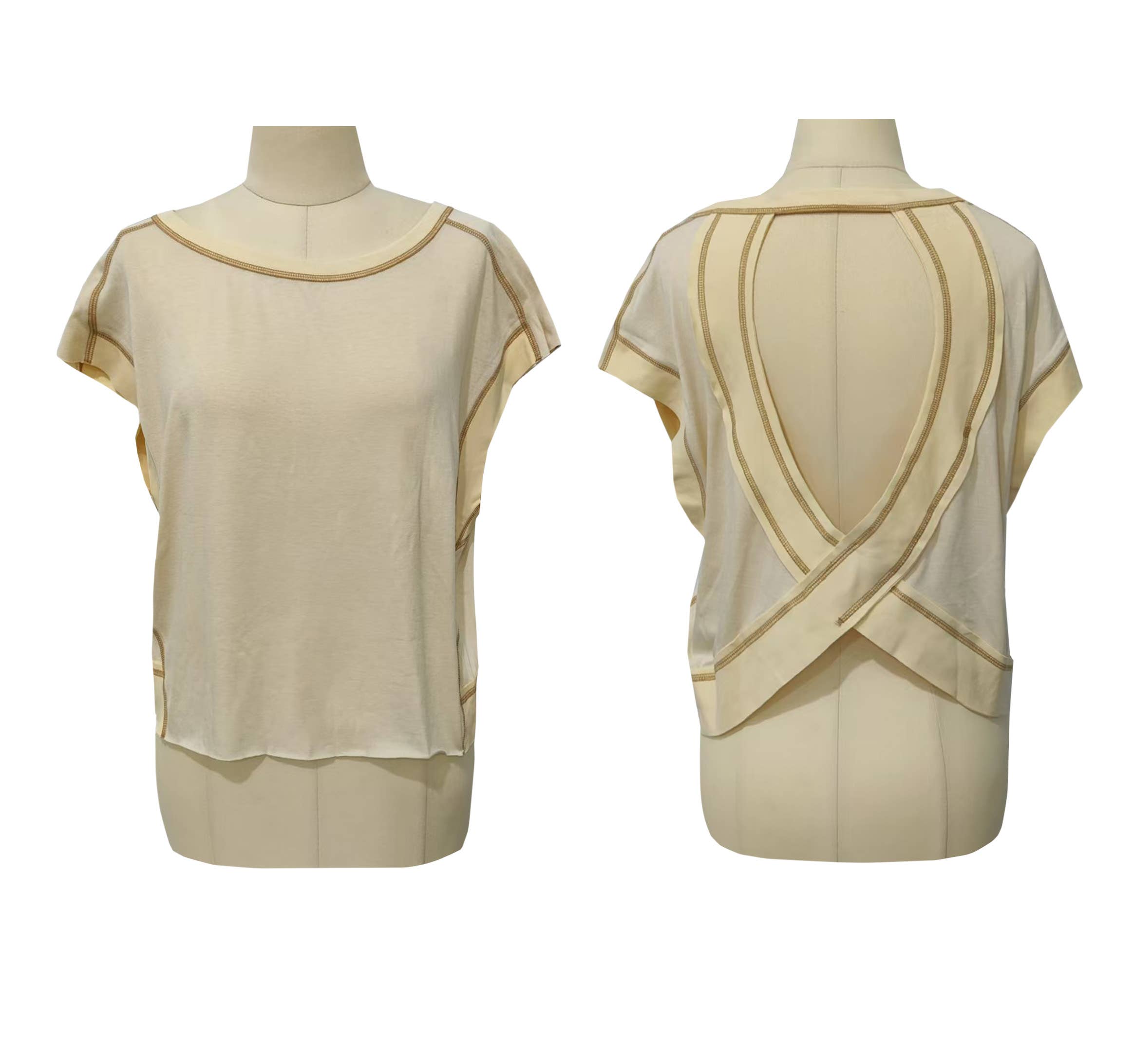 Rosa Clothing - Wholesale T-Shirt - Women's - Slouchy wrapped cutout back short sleeve workout tee top4