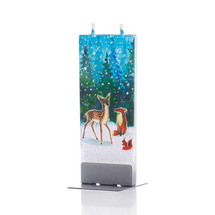 Flatyz Candles - Wholesale Novelty Candle - Flat Hand-Crafted 6" Candle - Winter Woodland Creatures