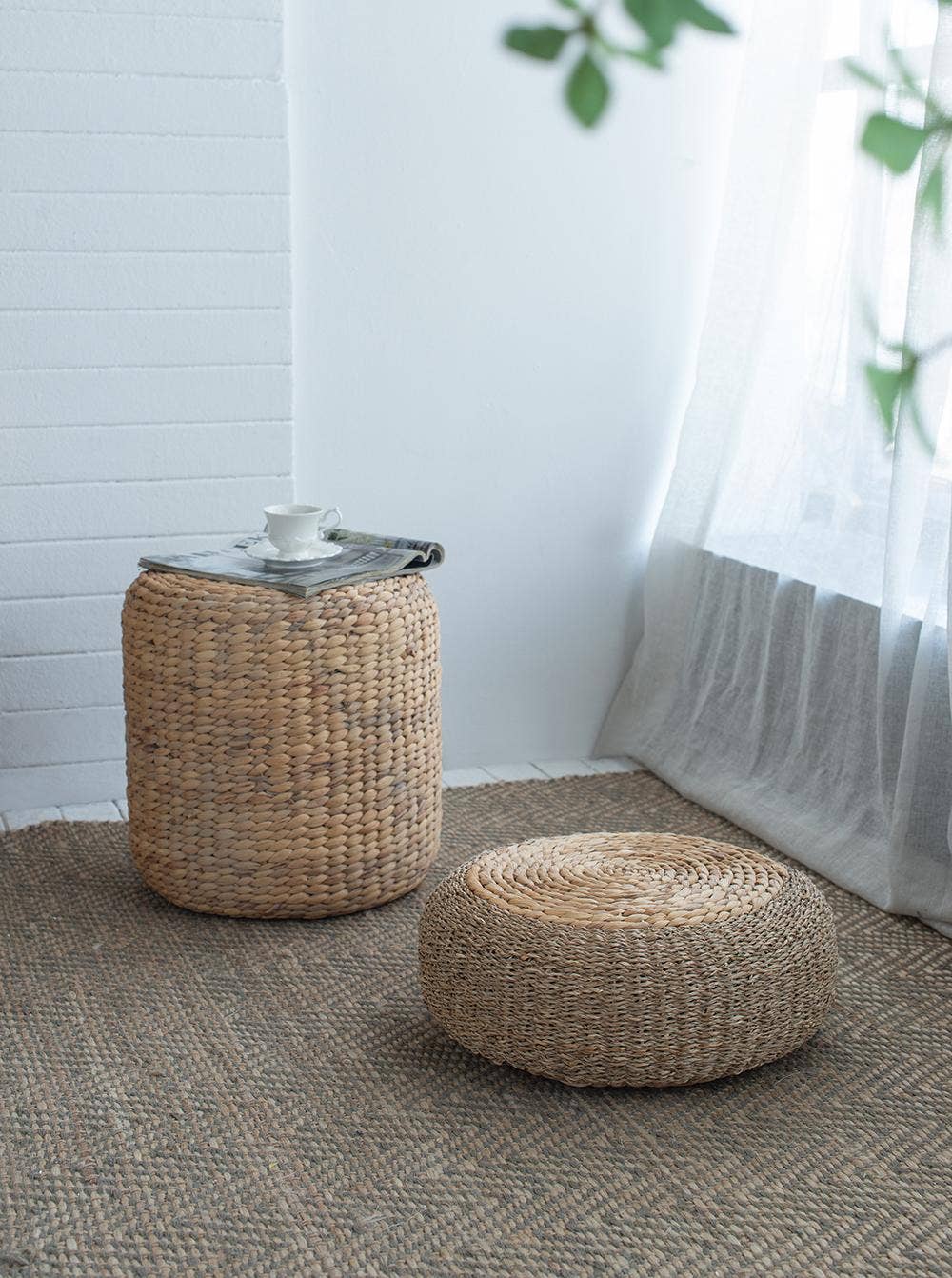 A&B Home Group Inc. - Wholesale Stool - D14.5x14.5" Water Hyacinth Stool 1EA/CTN13