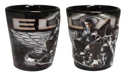 Ocean Peak Australia and New Zealand Pty Ltd - Wholesale Shot glass - Elvis Shot Glass Motorcycle W/Wings Embossed