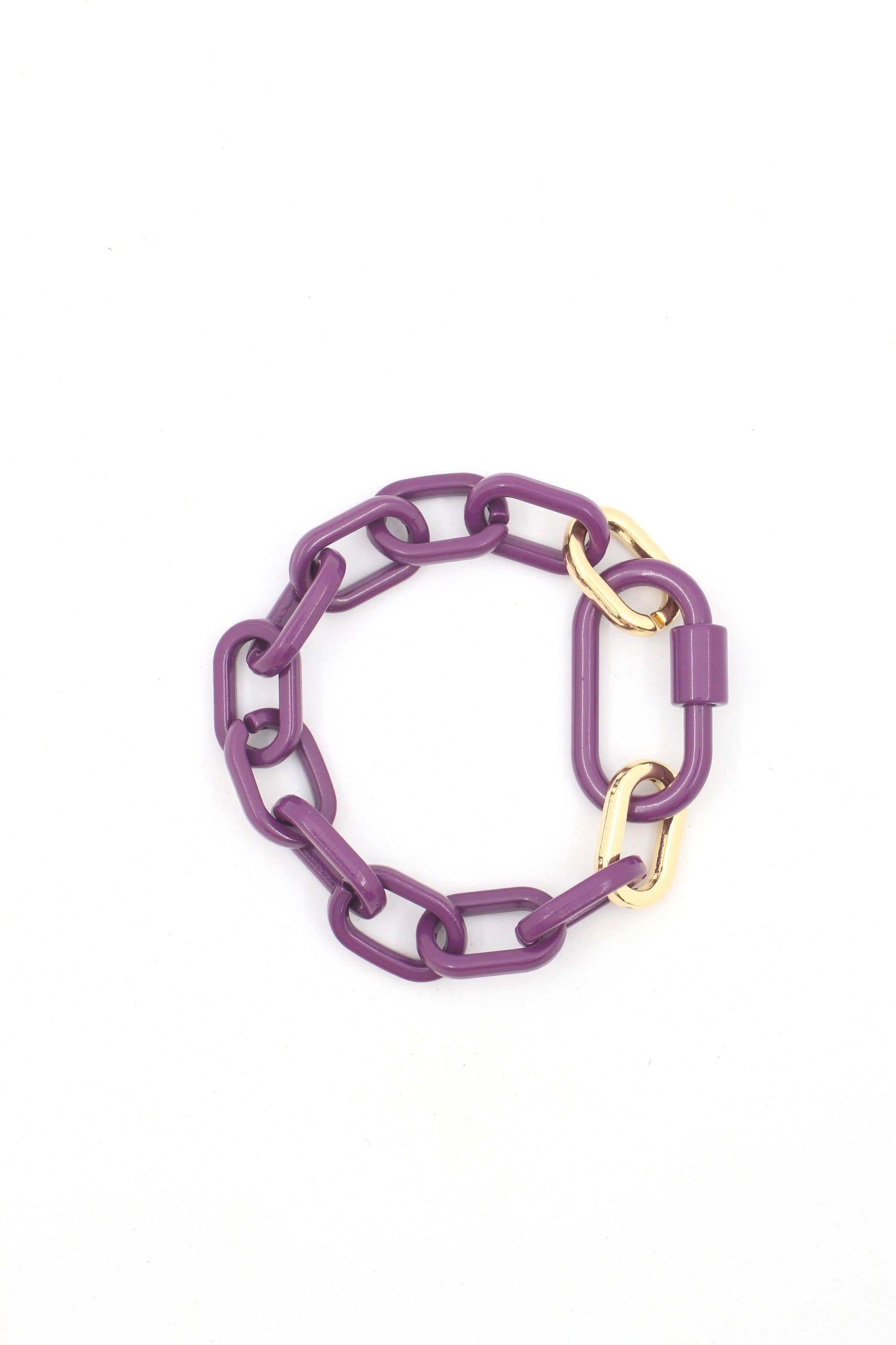 Woman Shops World - Vente Bracelets maillon et chaîne - Bracelet chaîne émaillée Luxe Link avec fermoir mousqueton6