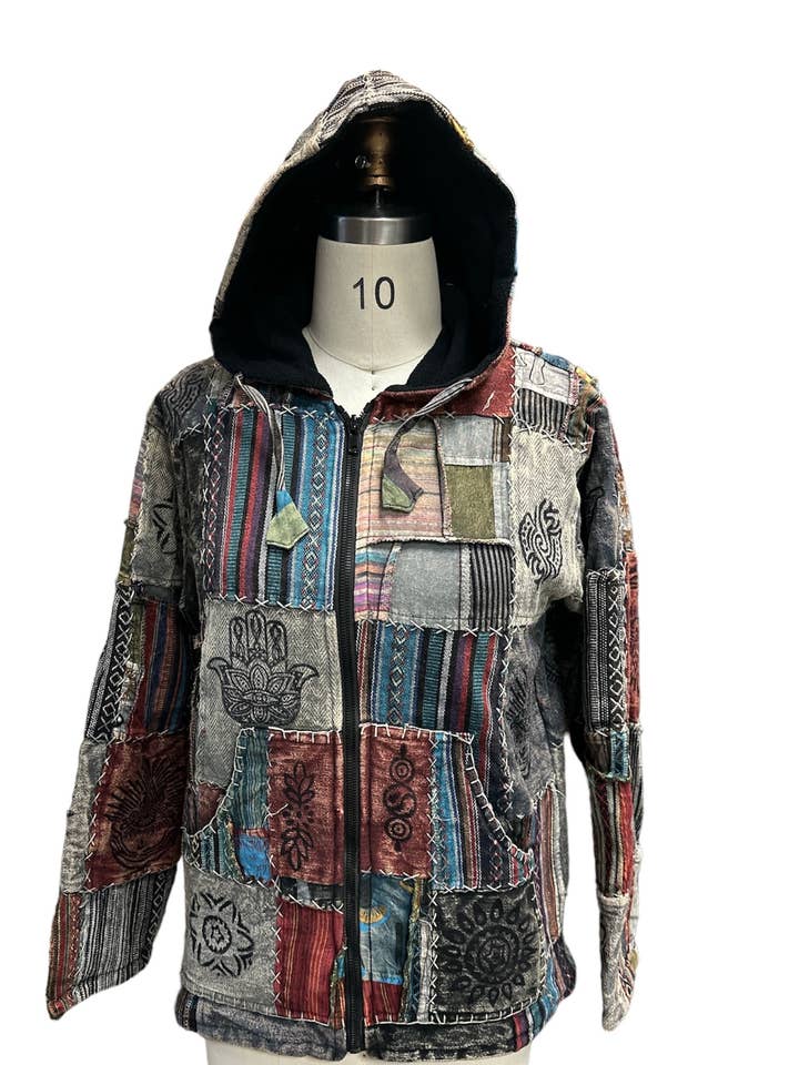 Rising International Inc - Wholesale Jacket - Women's - Cotton Zip Patchwork Fleece Lining Jacket D9010