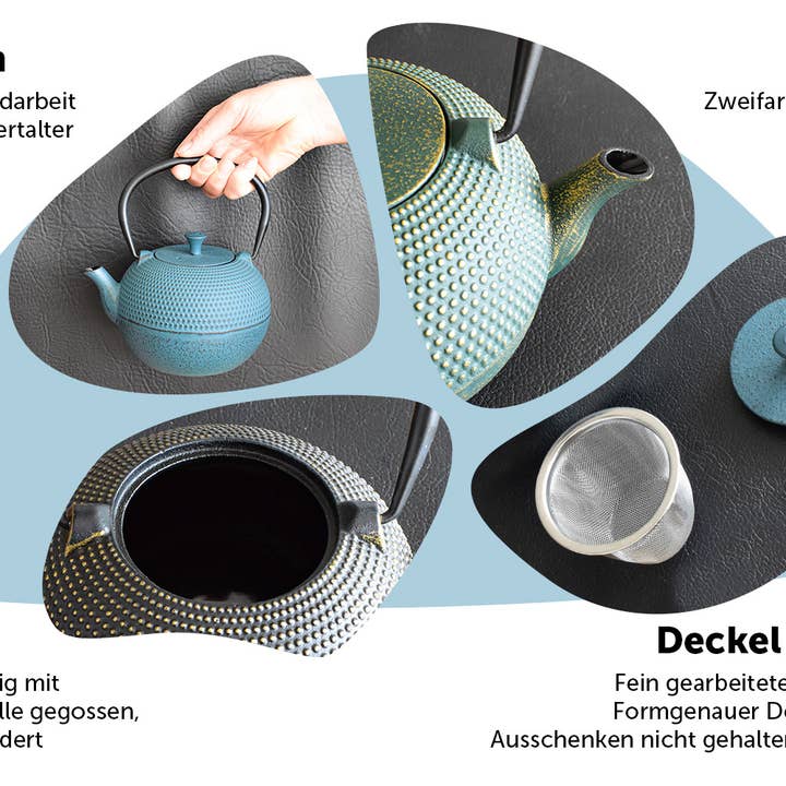 Ja-Unendlich - Wholesale Tea Pot - Grain cast iron teapot, 0.8l green gold2