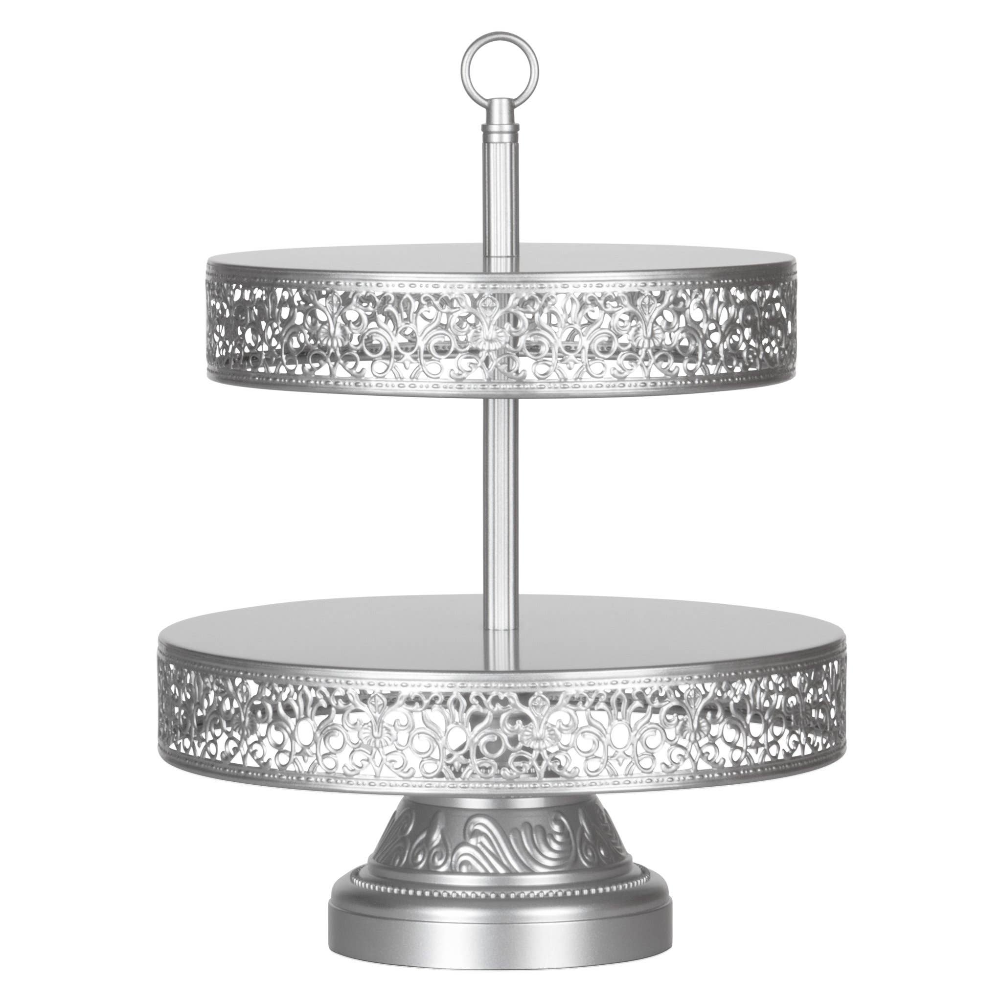 Amalfi Decor - Wholesale Cake Stand - 2-Tier Reversible Dessert Cupcake Stand - Silver0