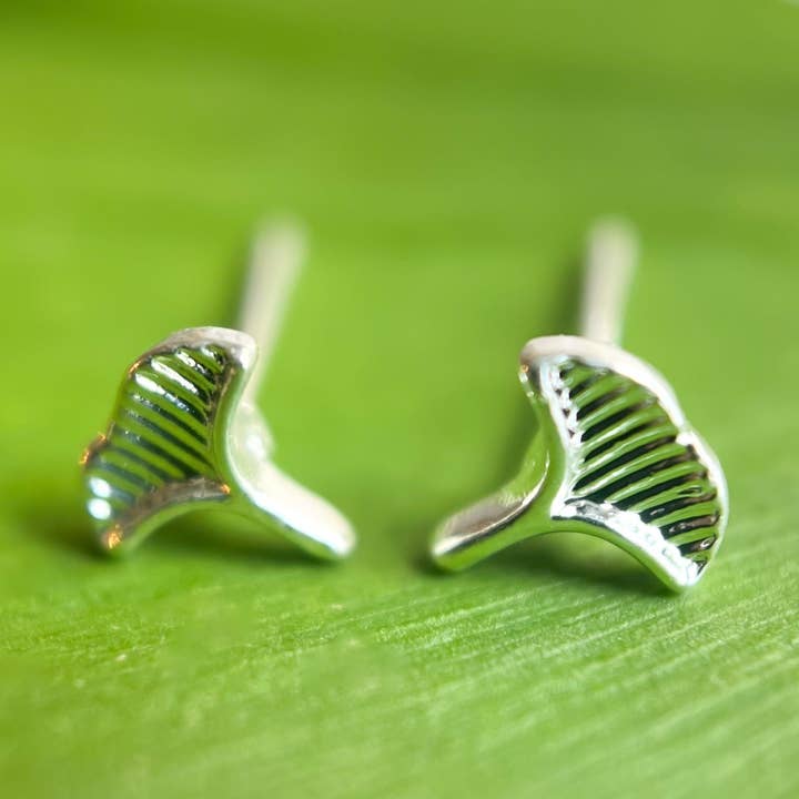 Silver Ginkgo Stud Earrings for wholesale by Natalie Clare Collections