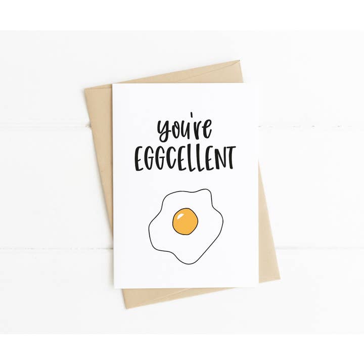 You're Eggcellent Funny Love & Friendship Card for wholesale by Sarah Burns Prints