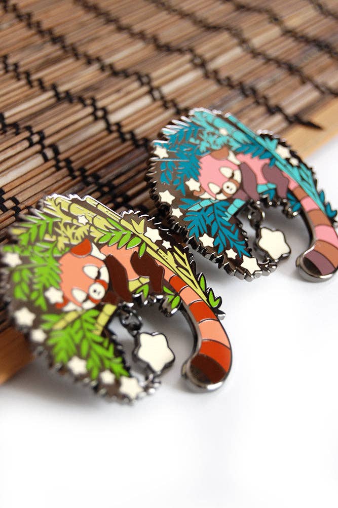 Floral Frolic - Wholesale Lapel Pin/Button - Sleeping Red Panda Enamel Pin5