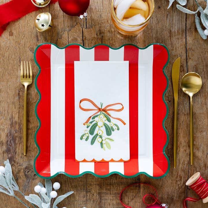 My Mind’s Eye - Wholesale Disposable Plate - PLPL1652 - Red and Green Striped Paper Plate Set2