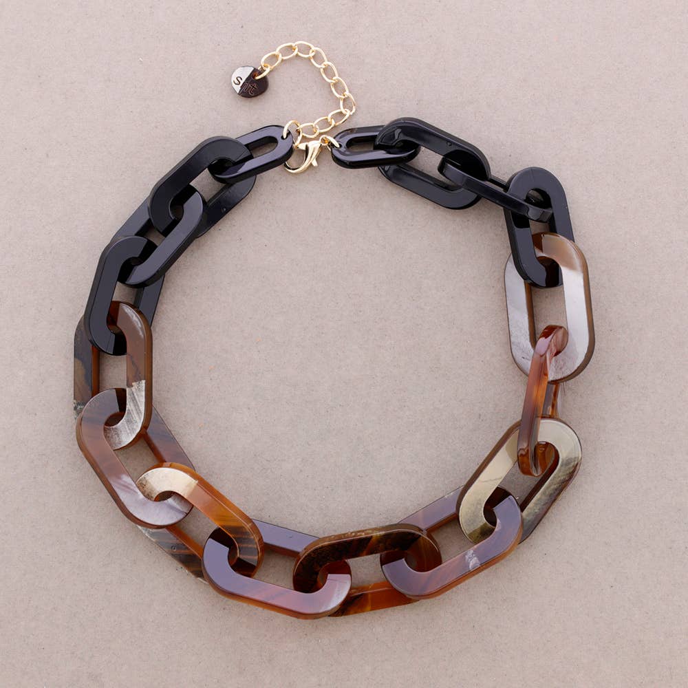 Sonata - Venta al por mayor Bisutería - Gargantilla Eslabones Bicolor Resina5