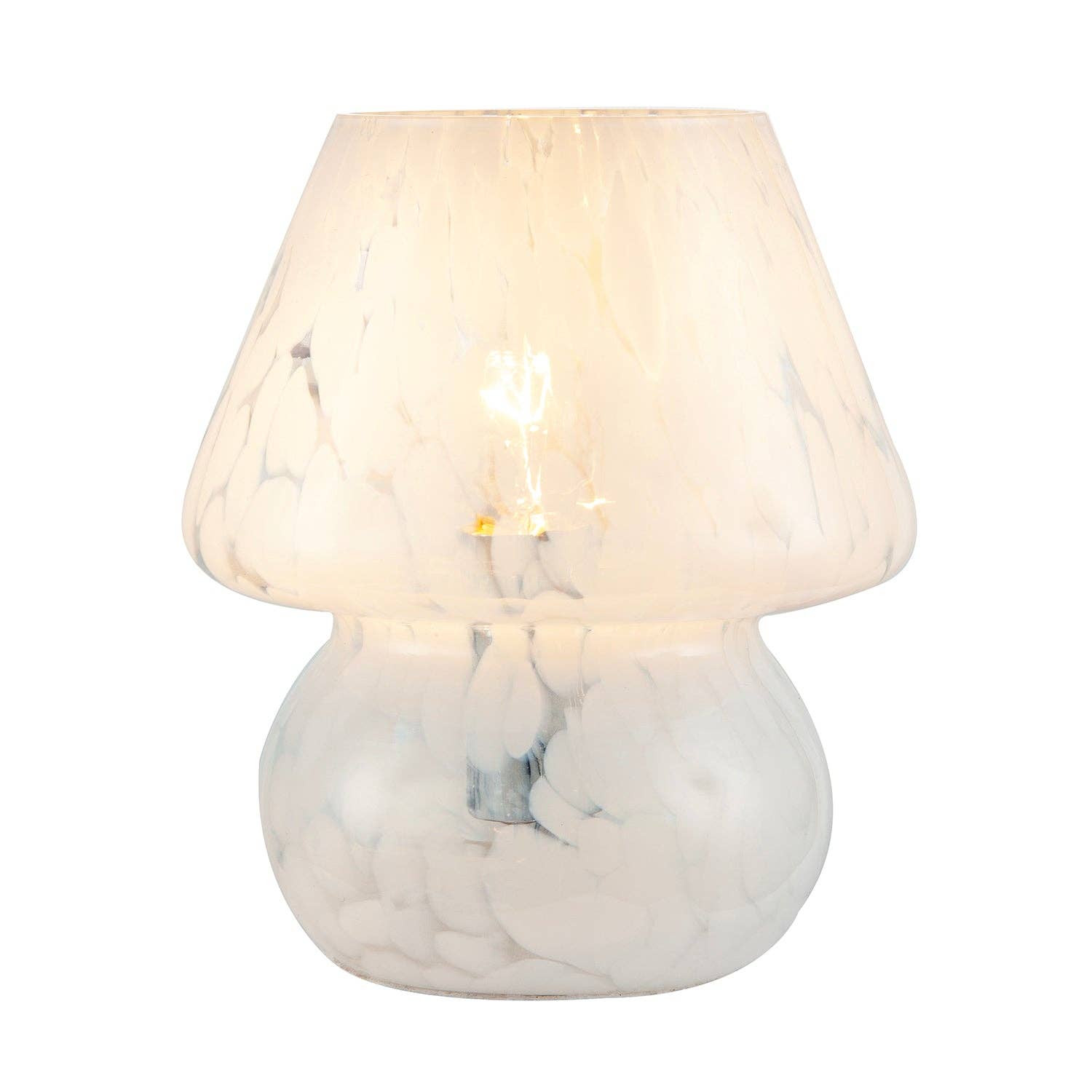 Happy Homewares – wholesale Accent/desk lamp – Modern Designer Mushroom Glass Table Lamp in White Snowflake Pattern3