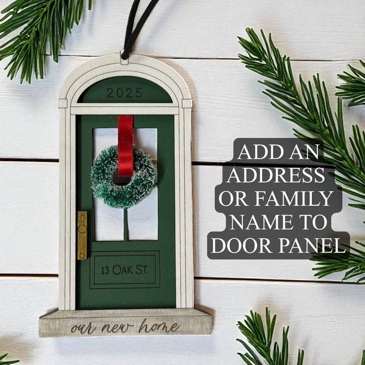 The Delightful Dabbler LLC - Wholesale Ornament - Personalized First Home Wooden Door Ornament9