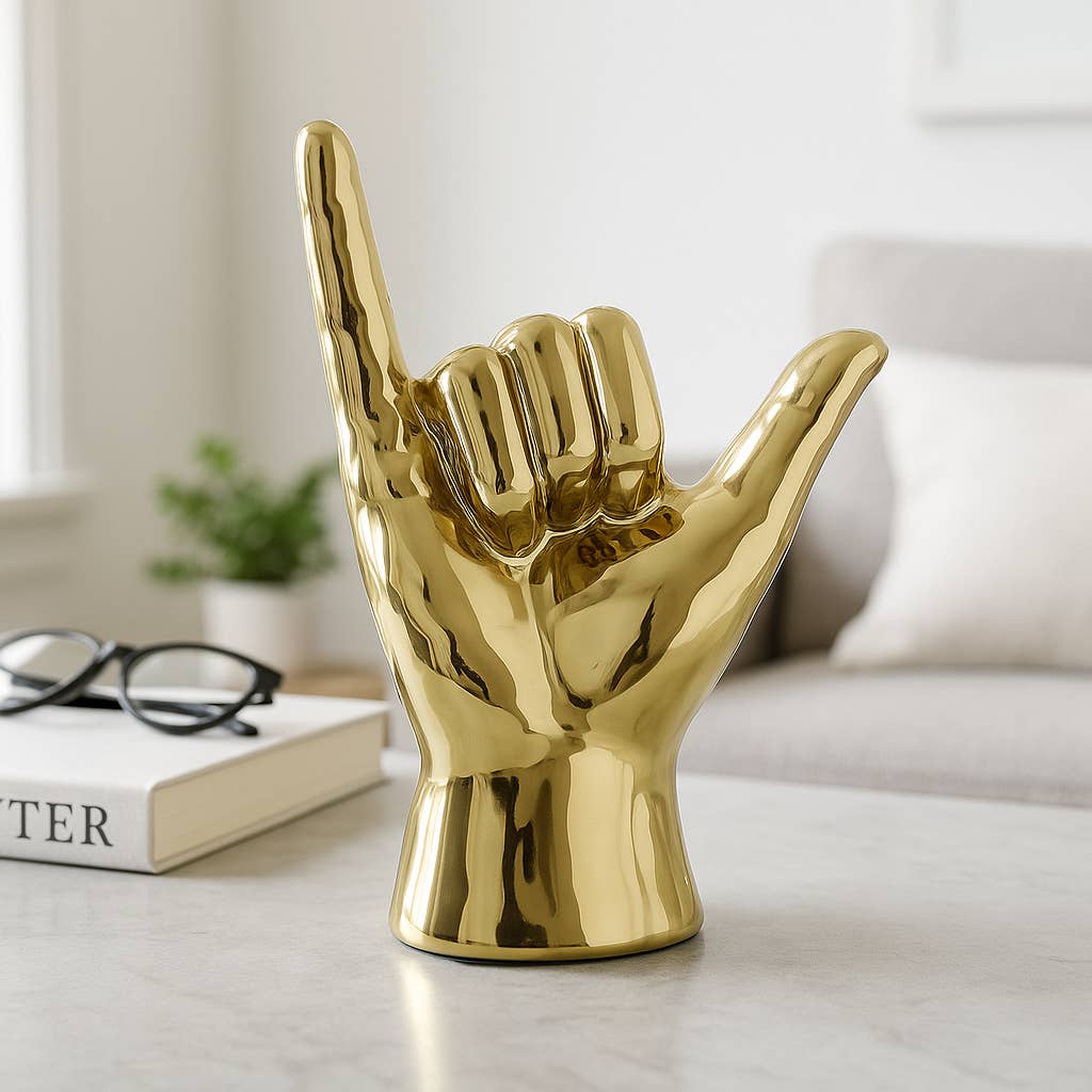 Sagebrook Home - Wholesale Decorative Tabletop Object - Decorative Sculpture - Gold Ceramic Hang Loose Hand, 7 in.1