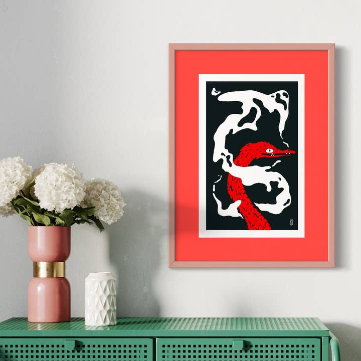 Grand imprimé en forme de dragon rouge pour la vente par Kyndra Sweep illustrations
