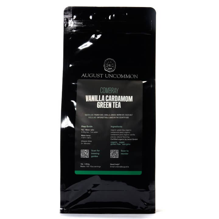 August Uncommon Tea - Wholesale Loose Tea - Combray — Vanilla Cardamom Green Tea — 1lb Bulk bag