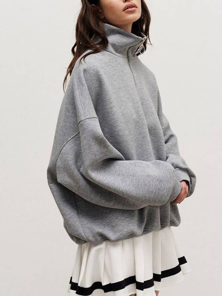 Lockerer Kapuzenpullover mit Reversreißverschluss DPH2706 für den Großhandel von Dipped Shop