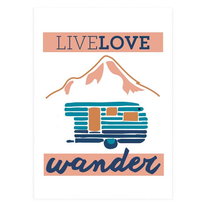 Live Love Wander Camper Card for wholesale by Potluck Press