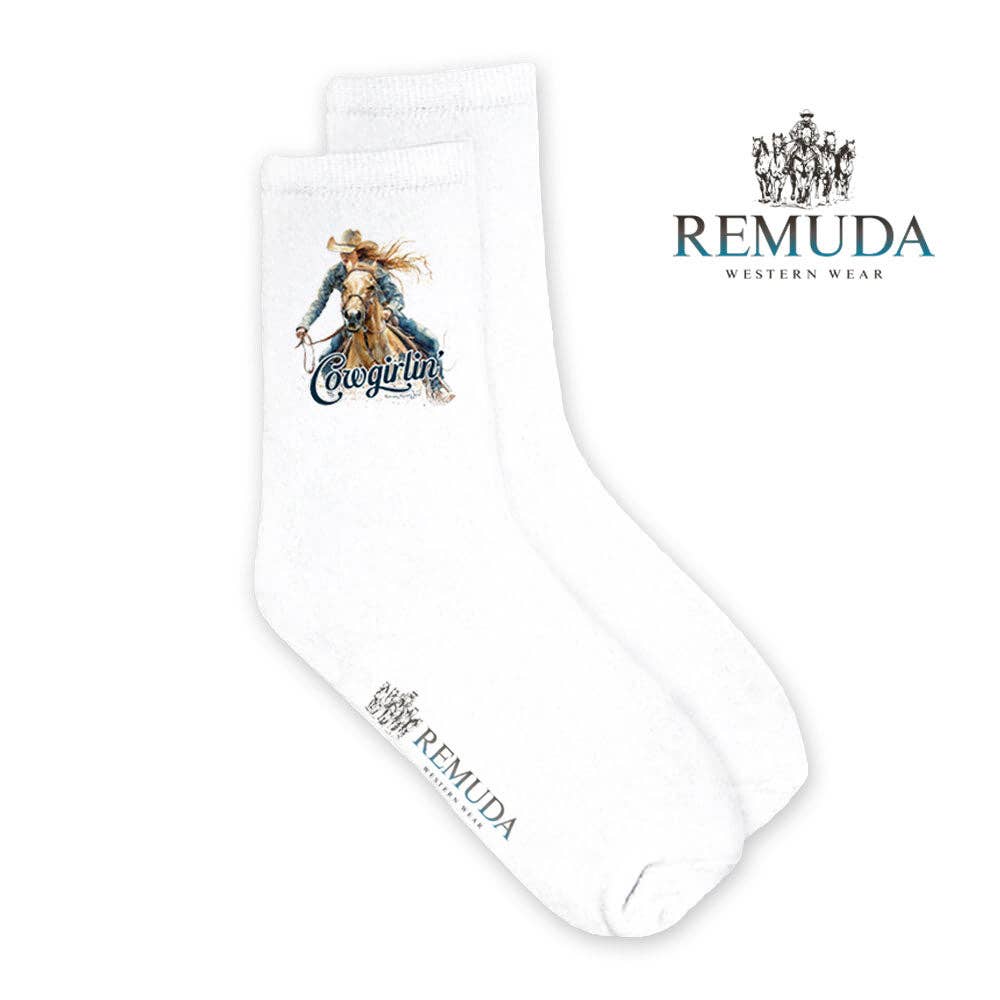 Remuda Western Wear - Wholesale Socks - Women's - Cowgirlin' Adult Womens Unisex Western Crew Socks0