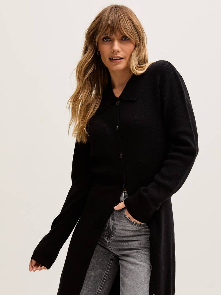 Luna Knitted Maxi Dress In Black for wholesale by Lily and Lionel