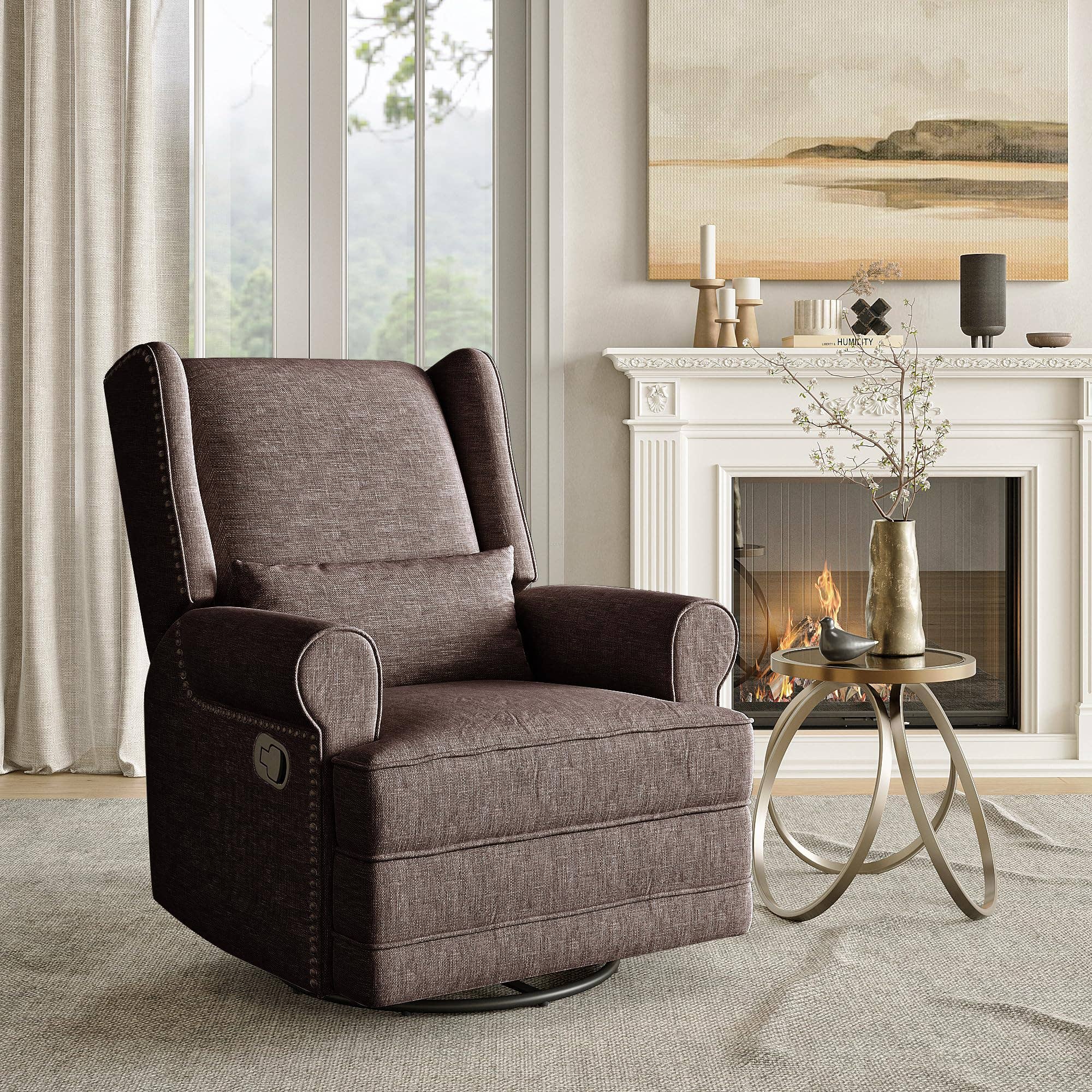 Heynemo - Wholesale Chair - Swivel Upholstered  Recliner Chair with Extra Large Footrest0