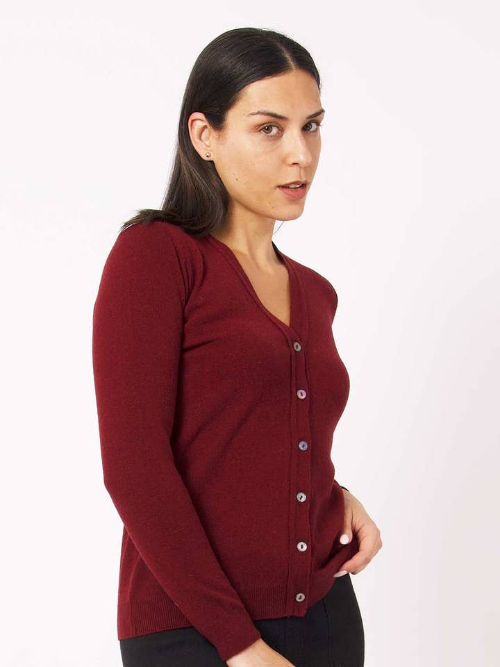 V-Neck Lambswool Cardigan for wholesale by Achega Knitwear