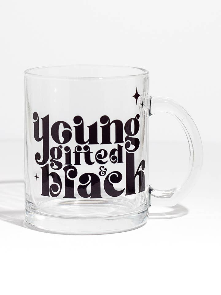 Young, Gifted & Black Glass Mug for wholesale by The Lily Creative Co